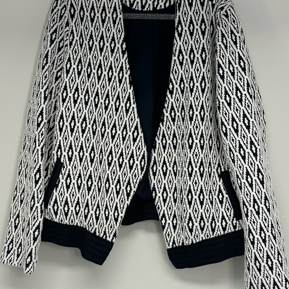 NY Collection Monochrome black and white Diamond Pattern Blazer size large
